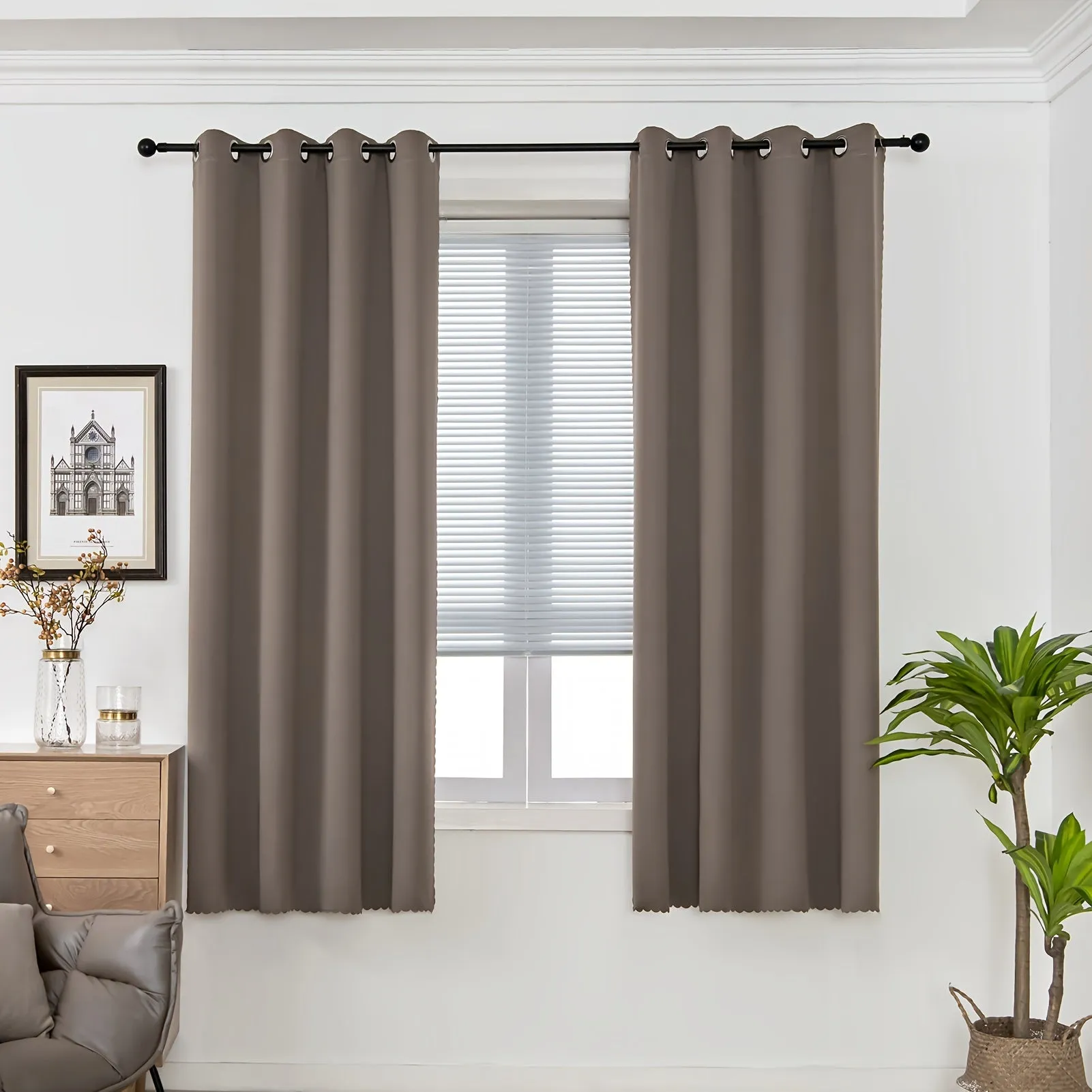 1pc Premium Blackout Curtains - Grommet Top, Thermal Insulated, Light Blocking Window Drapes for Bedroom, Living Room - Home Decoration, Room Darkening, Energy Saving, Easy Installation