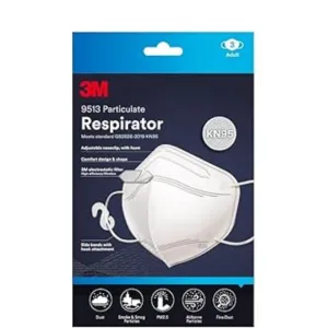 3M KN95 Particulate Respirator 4-Layer Disposable Mask (White) - 3 Piece / Pack, (Bundle of 15)