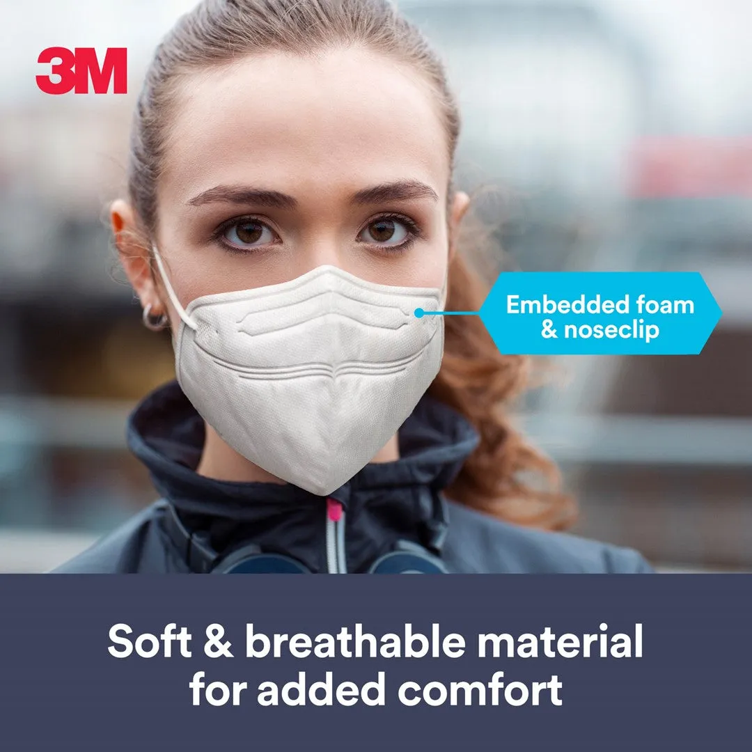 3M KN95 Particulate Respirator 4-Layer Disposable Mask (White) - 3 Piece / Pack, (Bundle of 15)