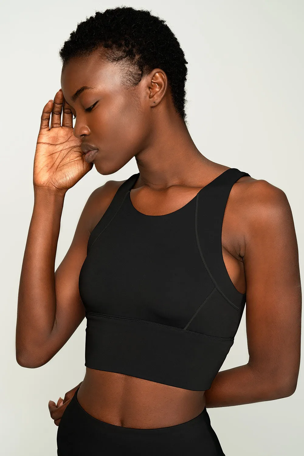 4 for $54 - Black Kelly Long Line Full Coverage Padded Sports Bra - Women