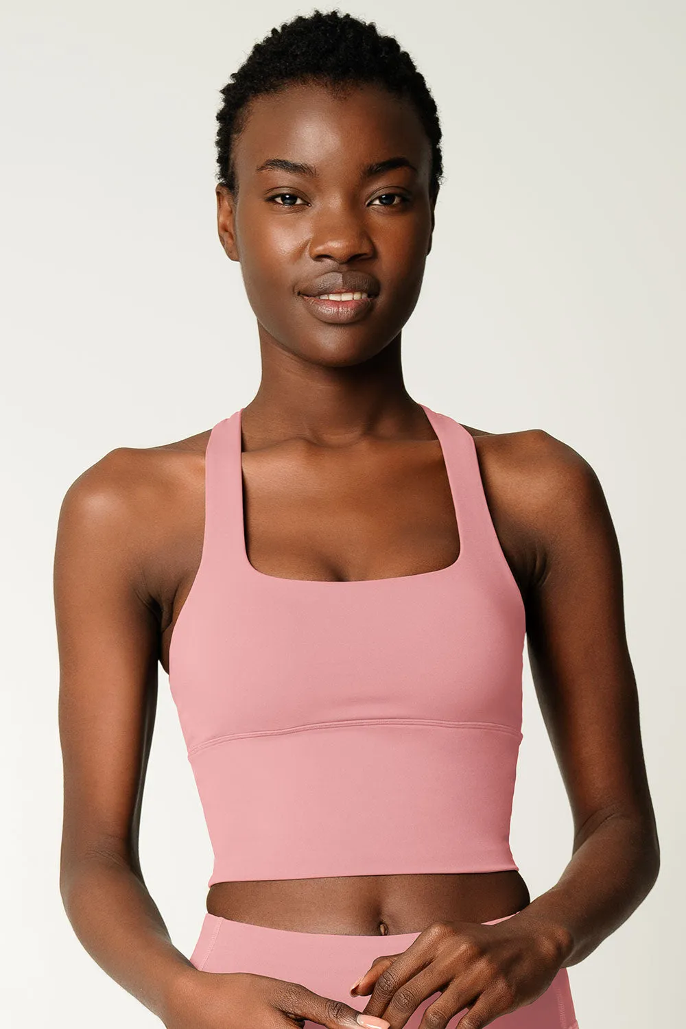 4 for $54 - Dusty Pink Kelly Crisscross Back Long Line Padded Sports Bra - Women