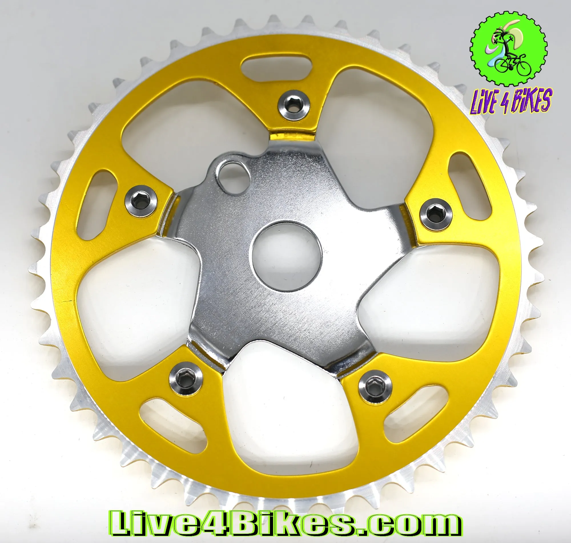 44T Single Speed Steel BMX Bicycle Sprocket Chainring Multi Colored  - Live4Bikes