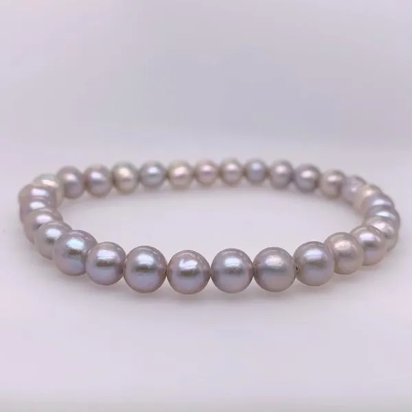 6-7mm Silver Freshwater Pearl Elastic Bracelet CH14628