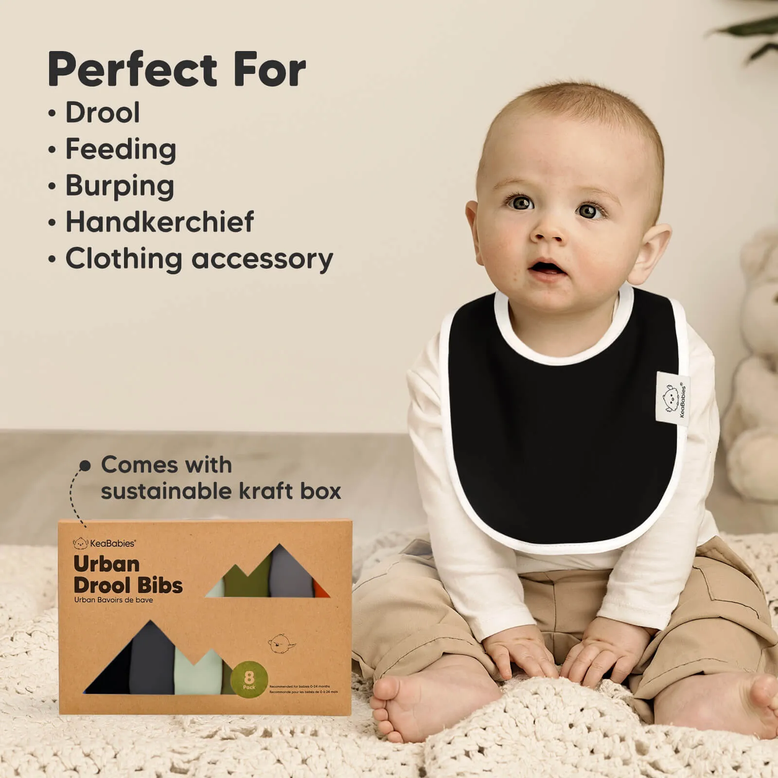 8-Pack Urban Drool Bibs (Basics)