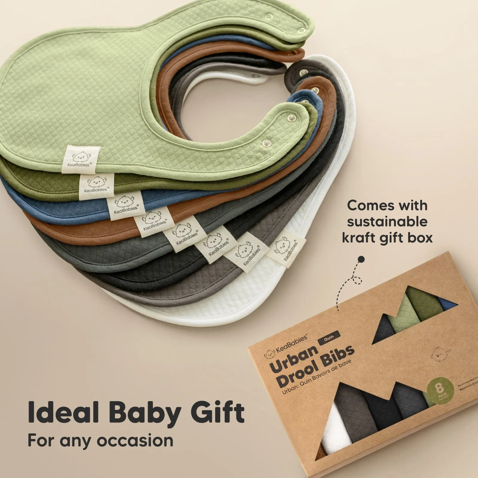 8-Pack Urban Quin Drool Bibs (Basics)