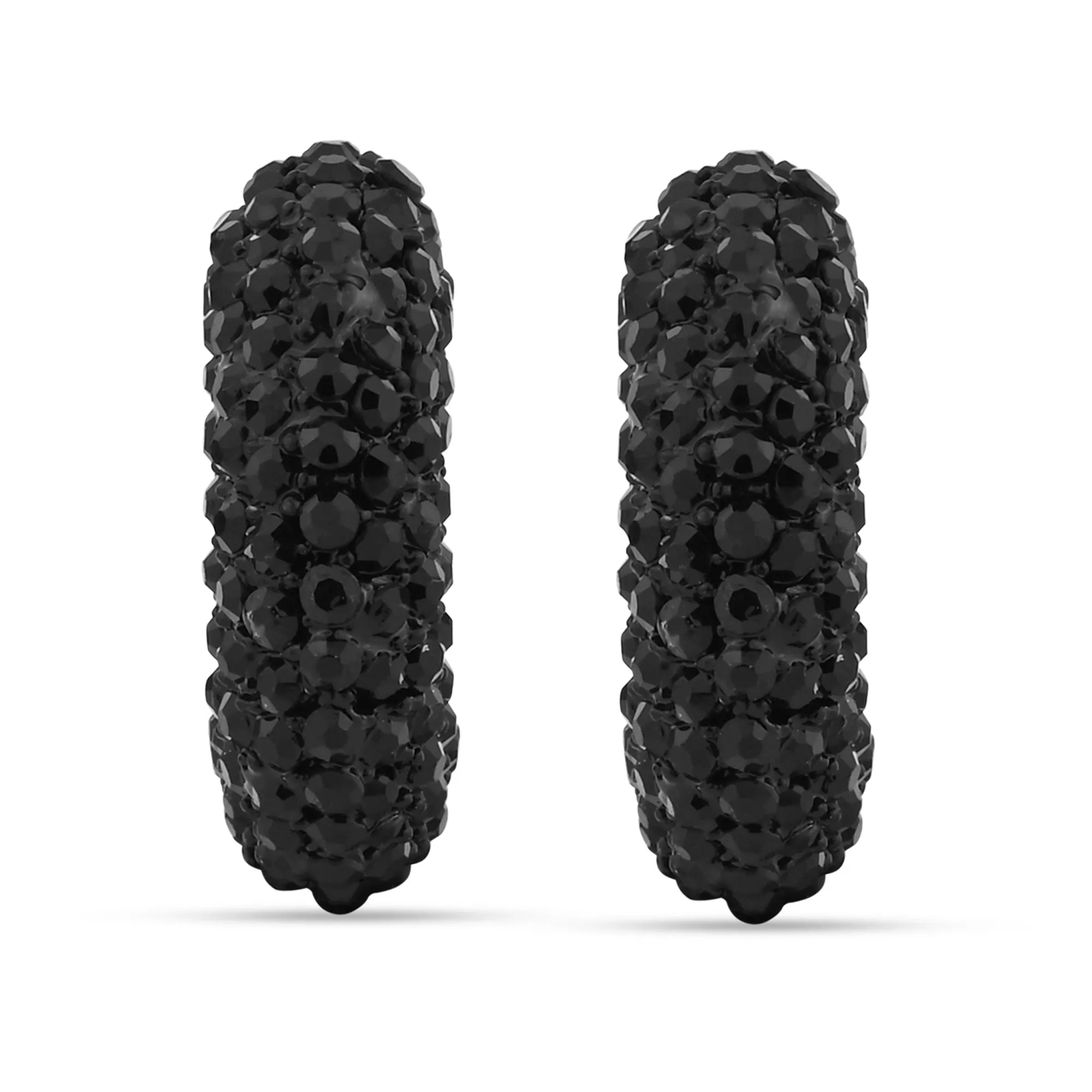 Accessorize London Women's Black Chunky Encrusted Hoop Earrings