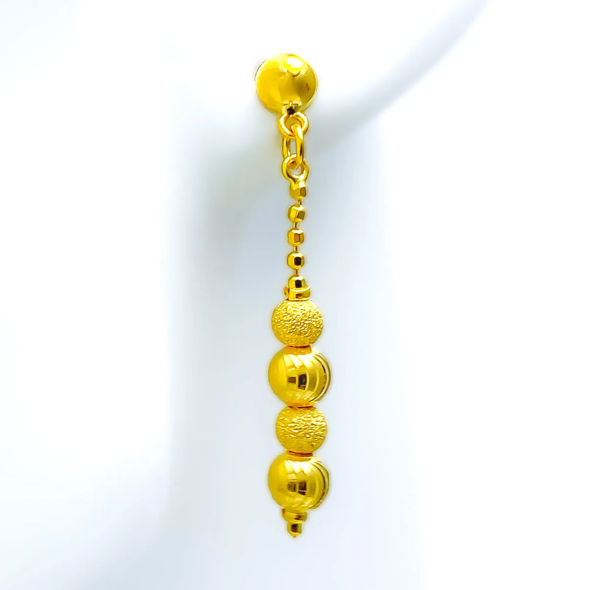 Alternating Reflective Orb 22k Gold  Hanging Earrings