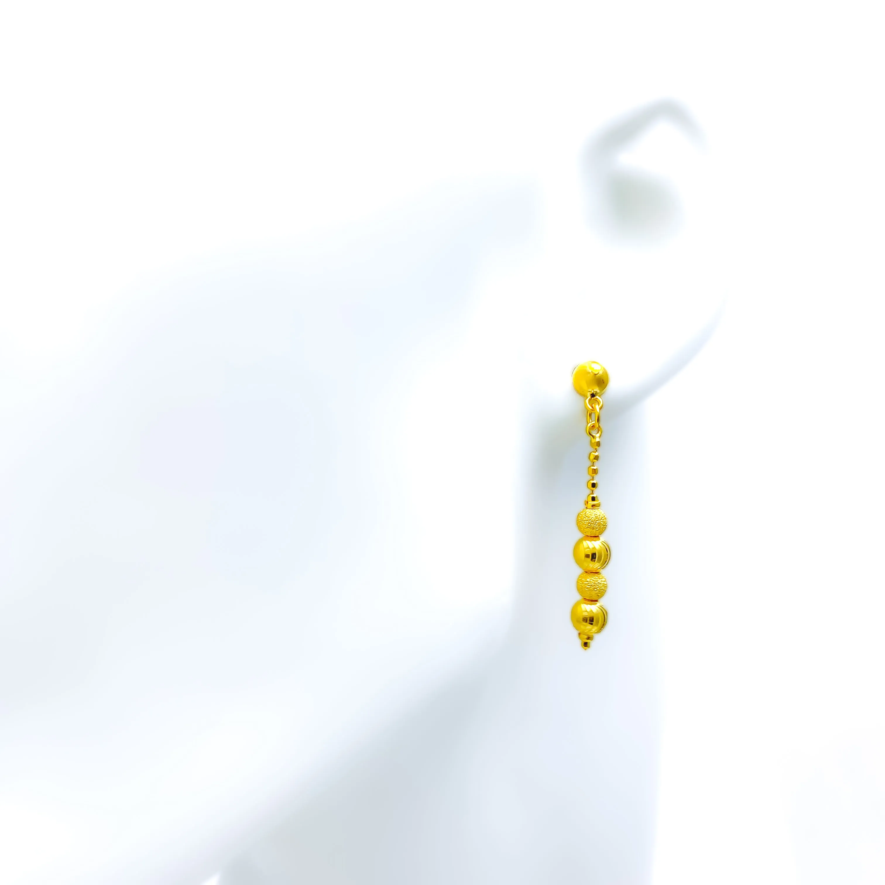 Alternating Reflective Orb 22k Gold  Hanging Earrings