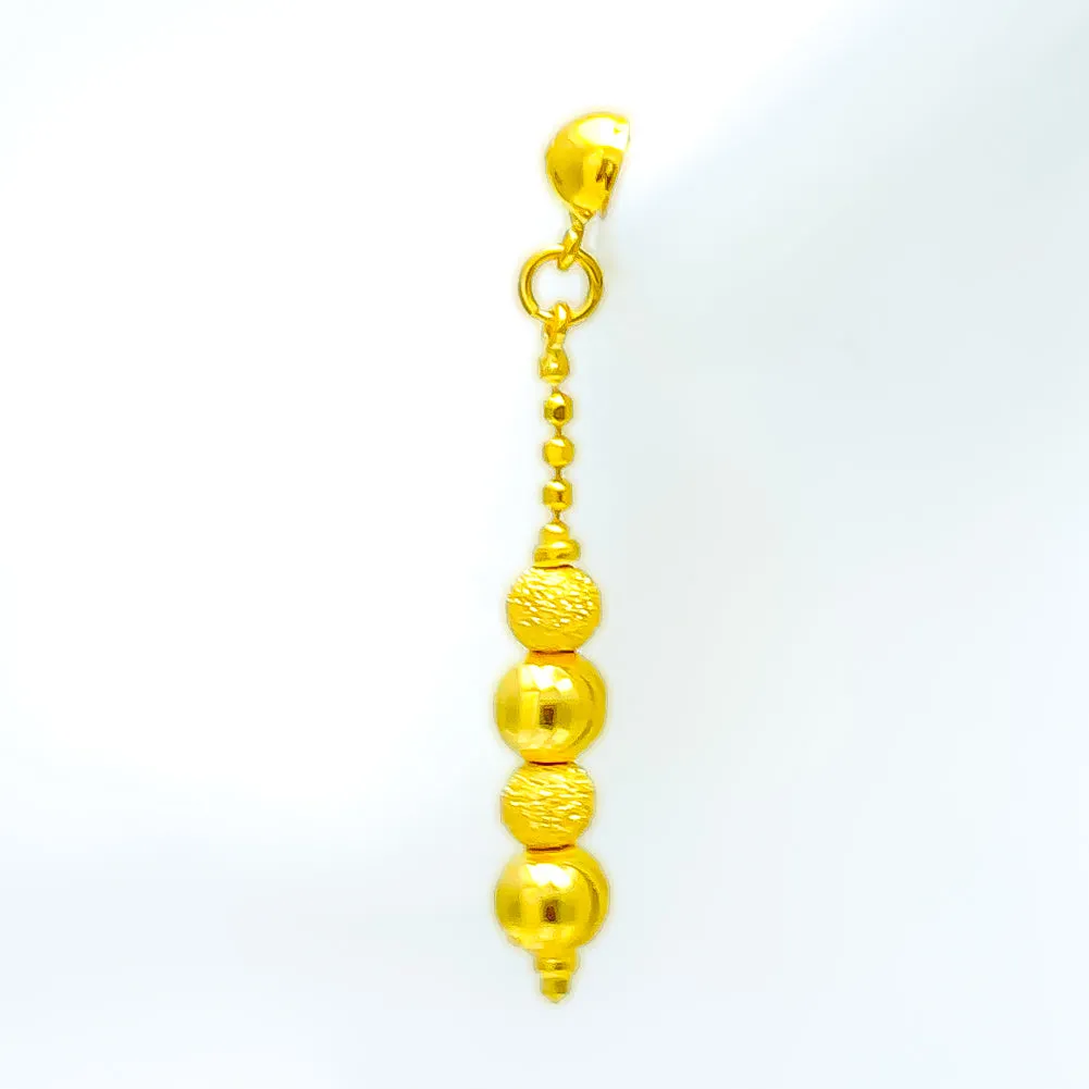 Alternating Reflective Orb 22k Gold  Hanging Earrings