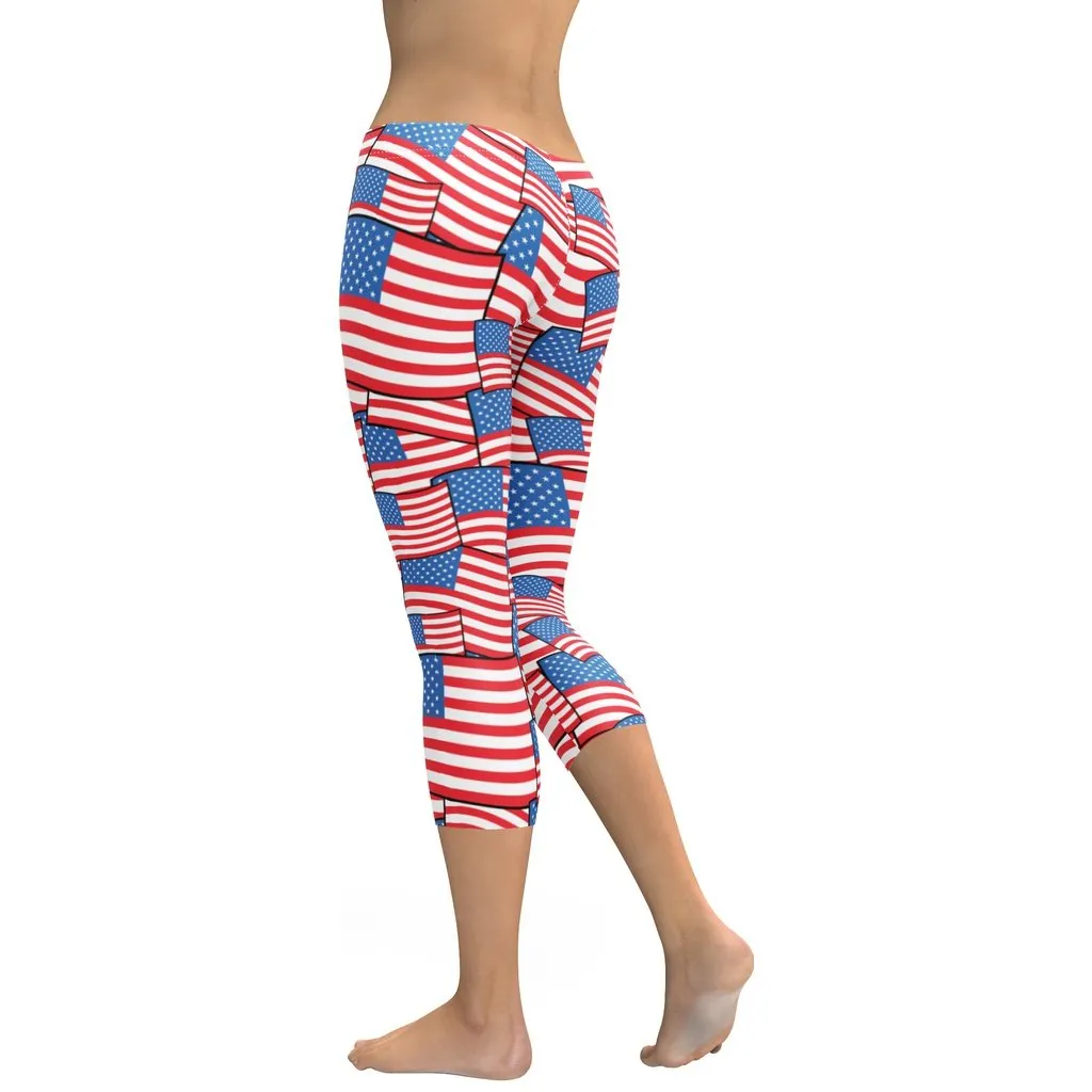 American Flag Pattern Capris