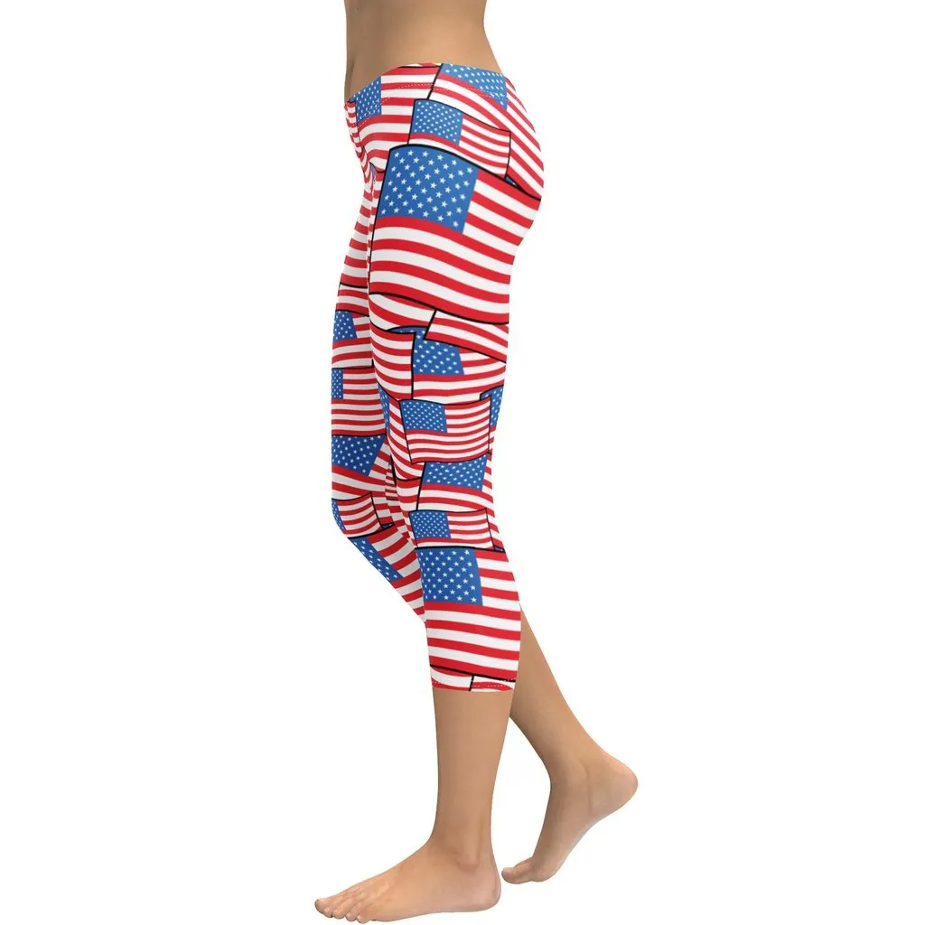 American Flag Pattern Capris