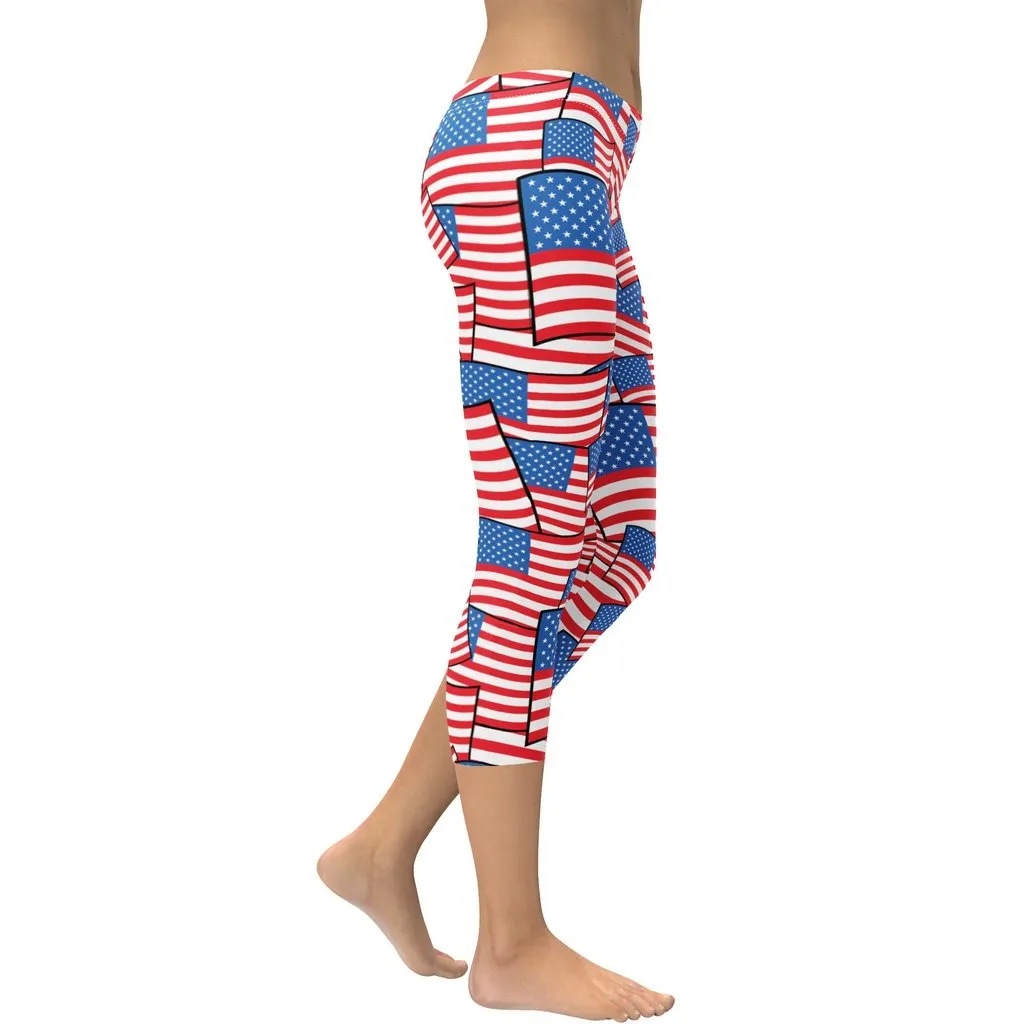 American Flag Pattern Capris