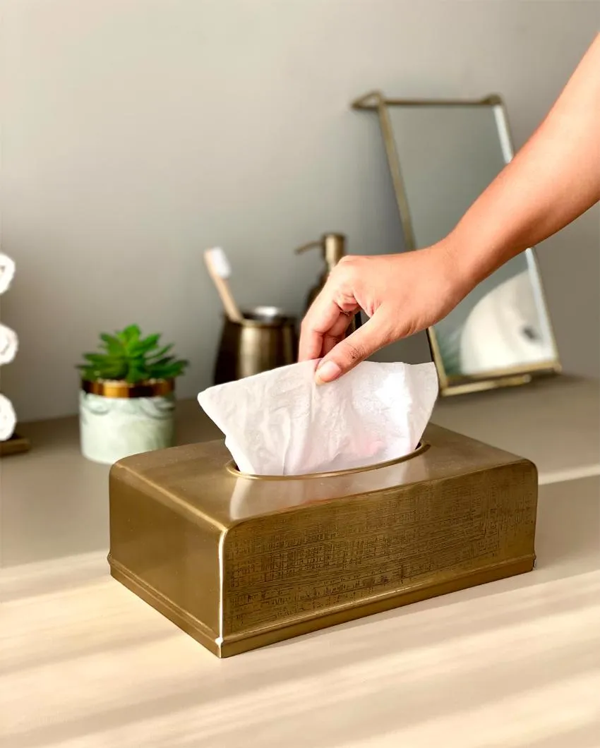 Antique Myra Stainless Steel Tissue Box