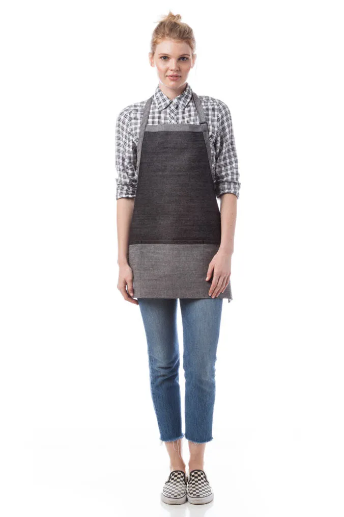 Black & Grey American Denim Basics Three Pocket Bib Apron