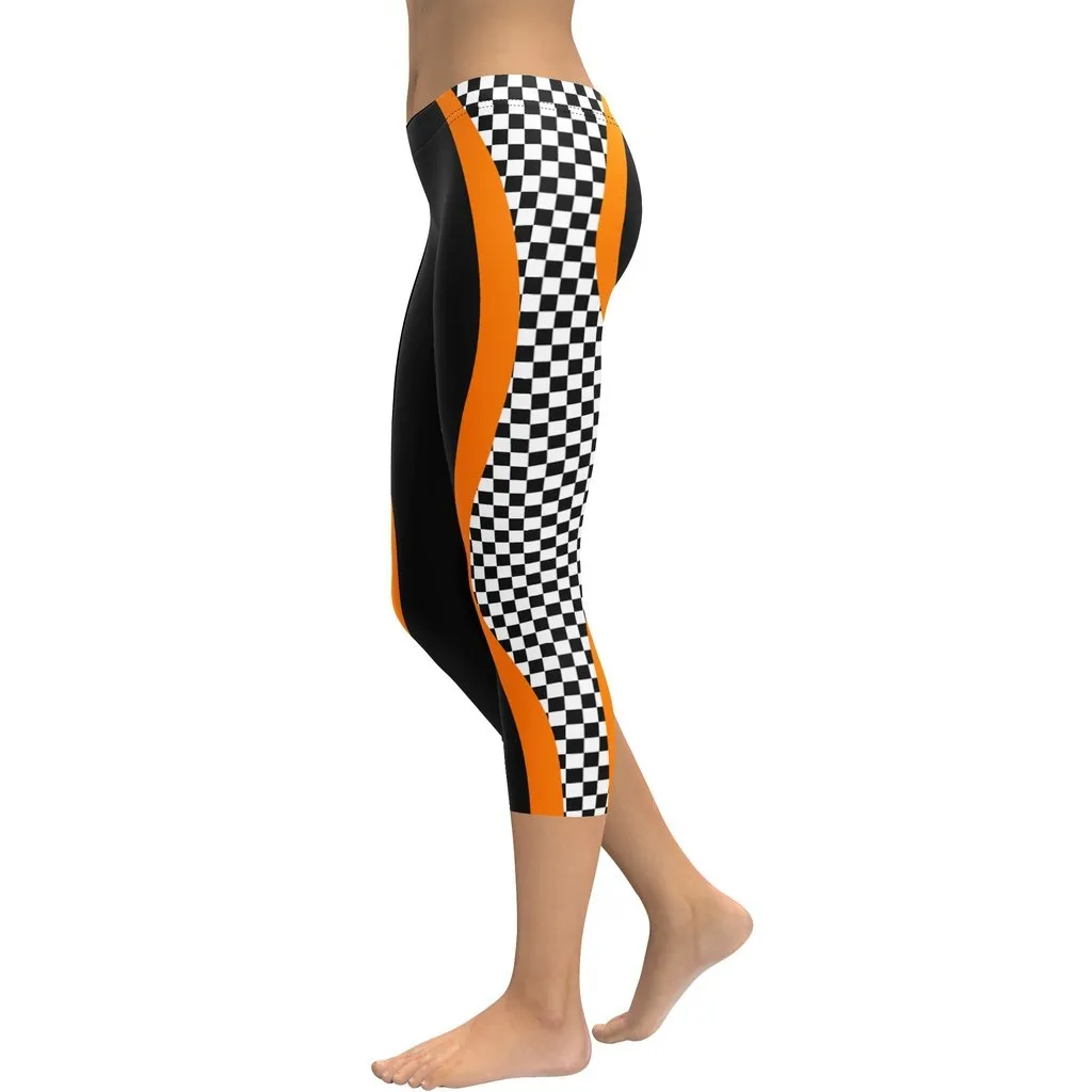 Black and Orange Checkered Capris