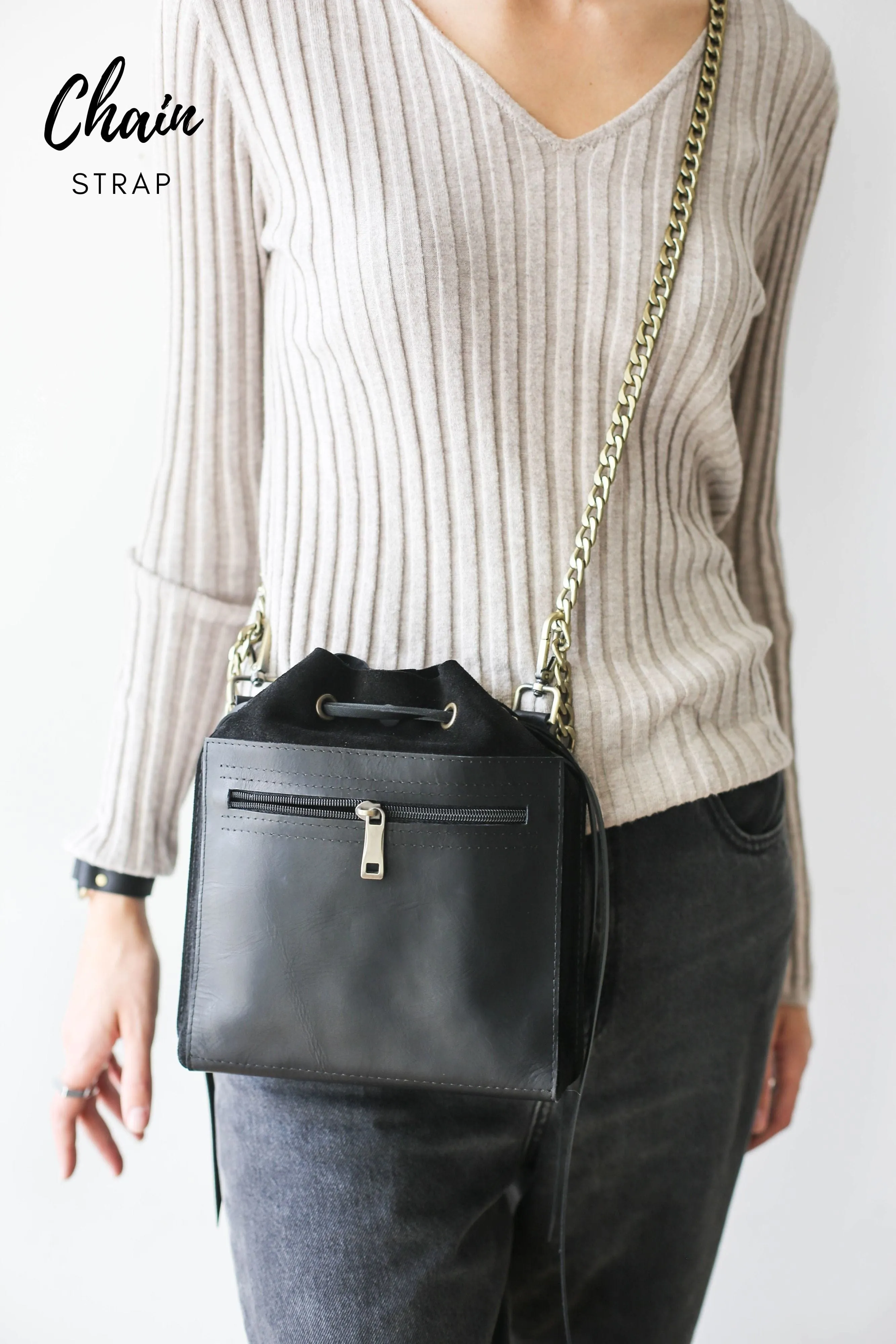 Black Designer Mini Bag -  Small Leather Bag