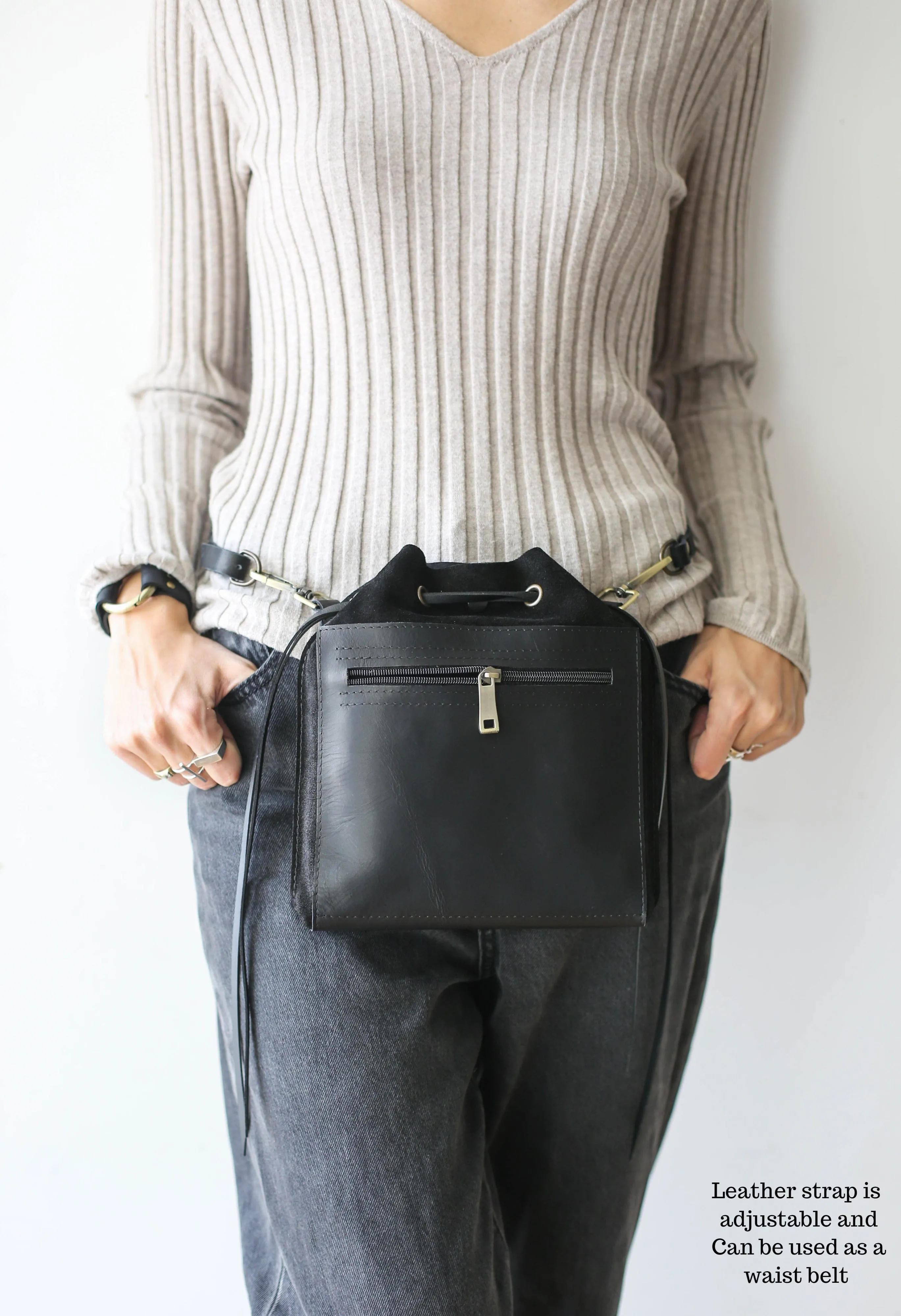 Black Designer Mini Bag -  Small Leather Bag