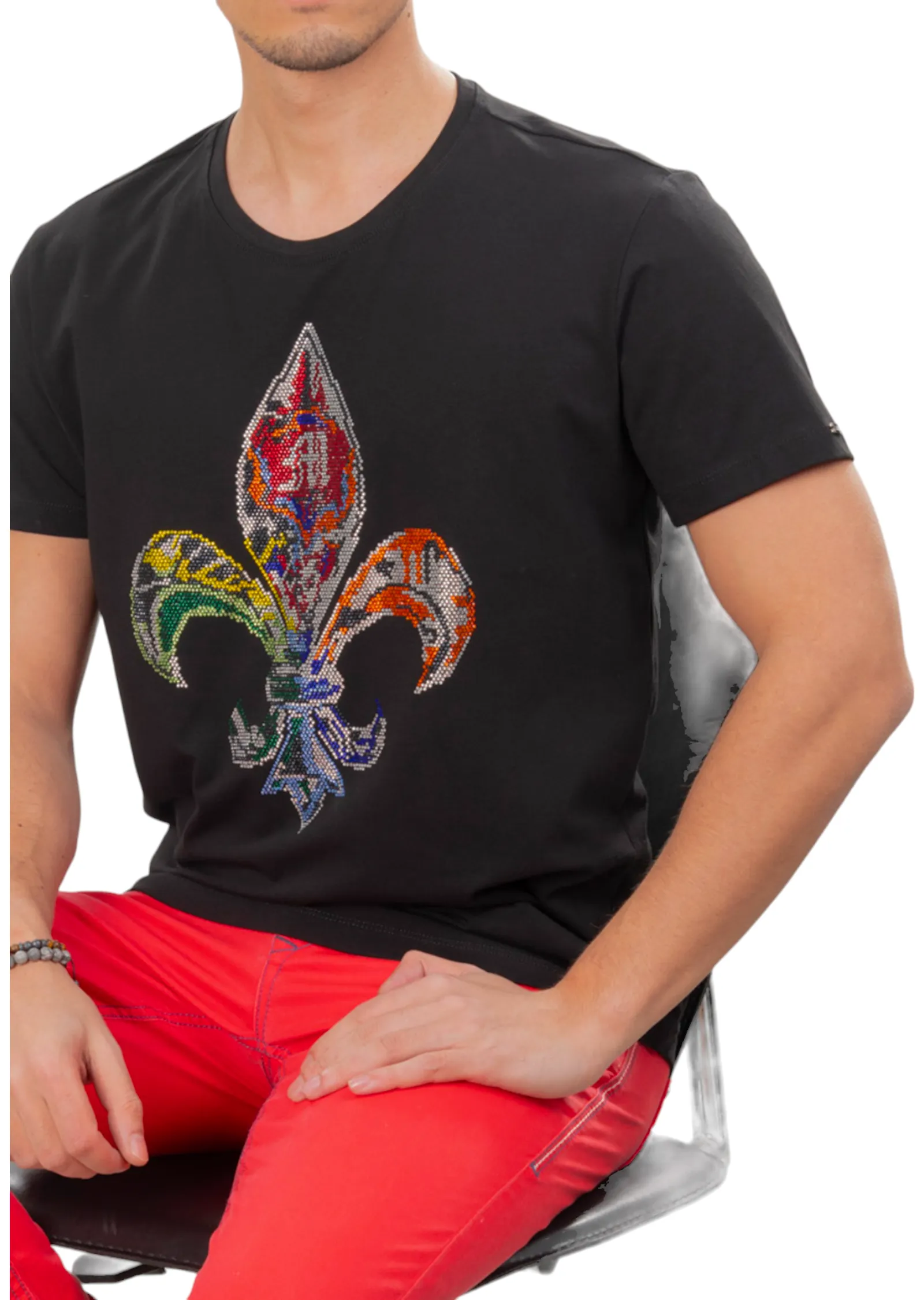 Black Fleur De Lis Rhinestone Tee