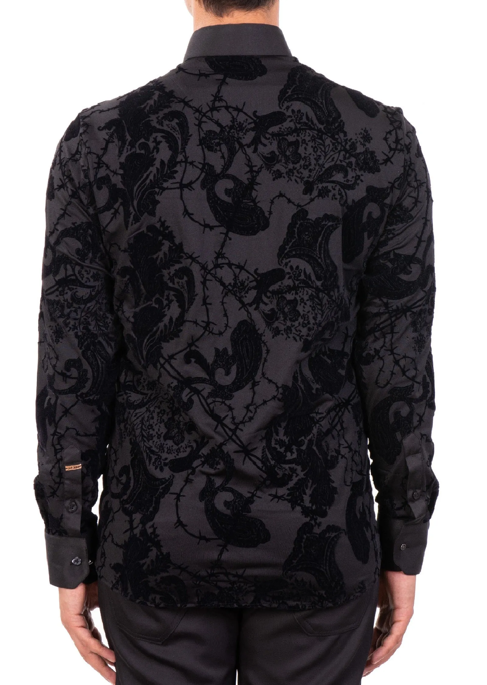 Black Paisley Flocked Spandex Shirt