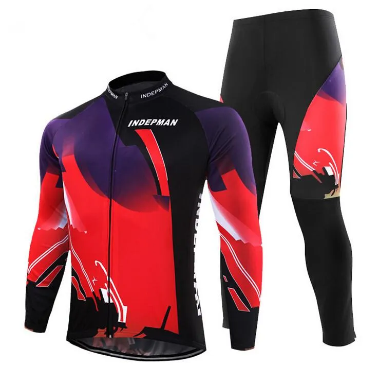 Black Red Long Sleeve Cycling Jersey Set