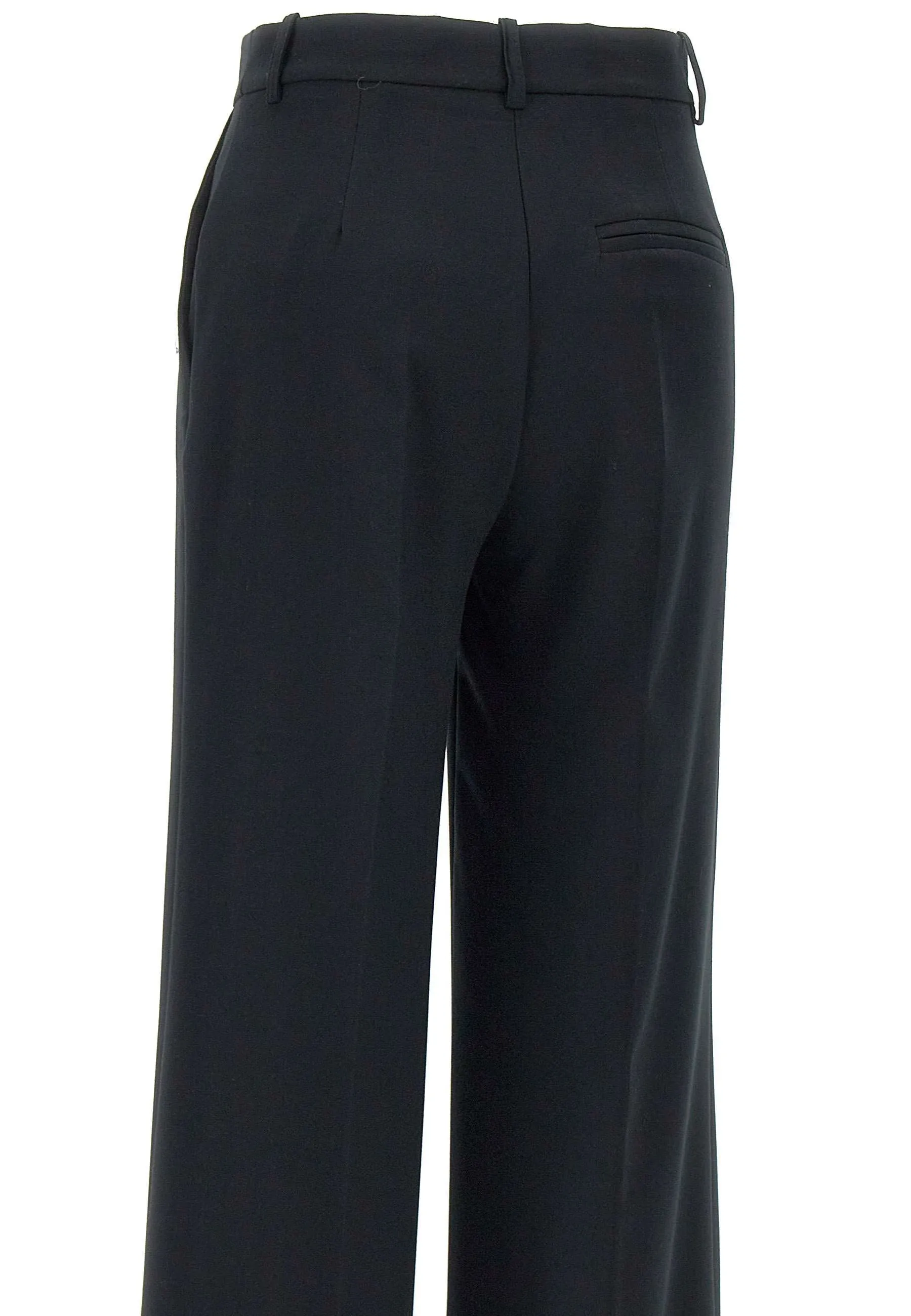 Black Stretch Viscose Crepe Trousers