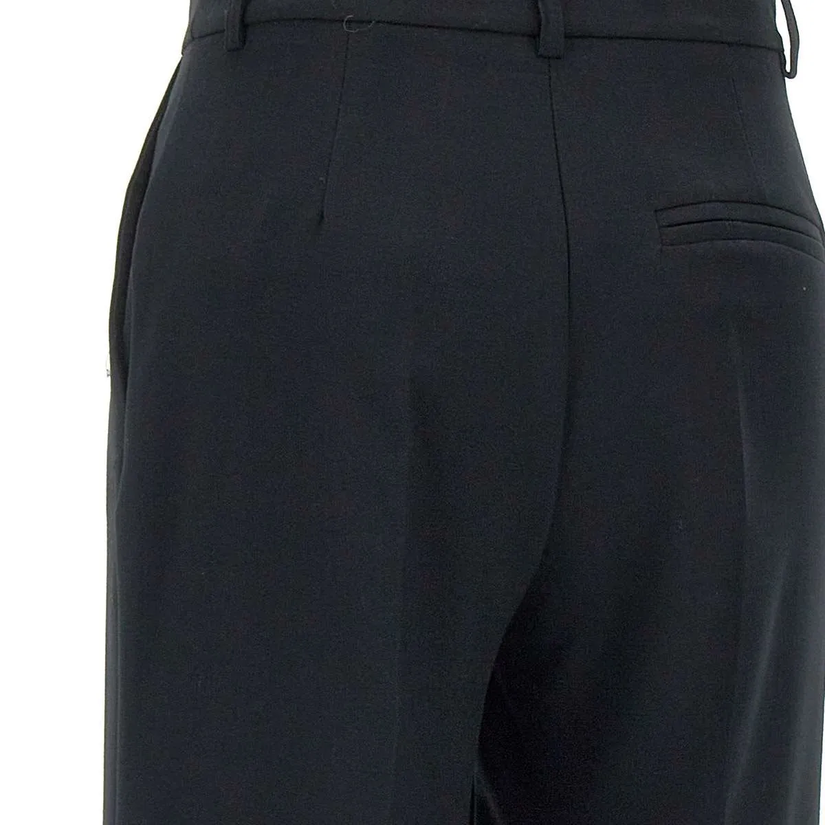 Black Stretch Viscose Crepe Trousers