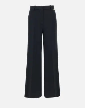 Black Stretch Viscose Crepe Trousers