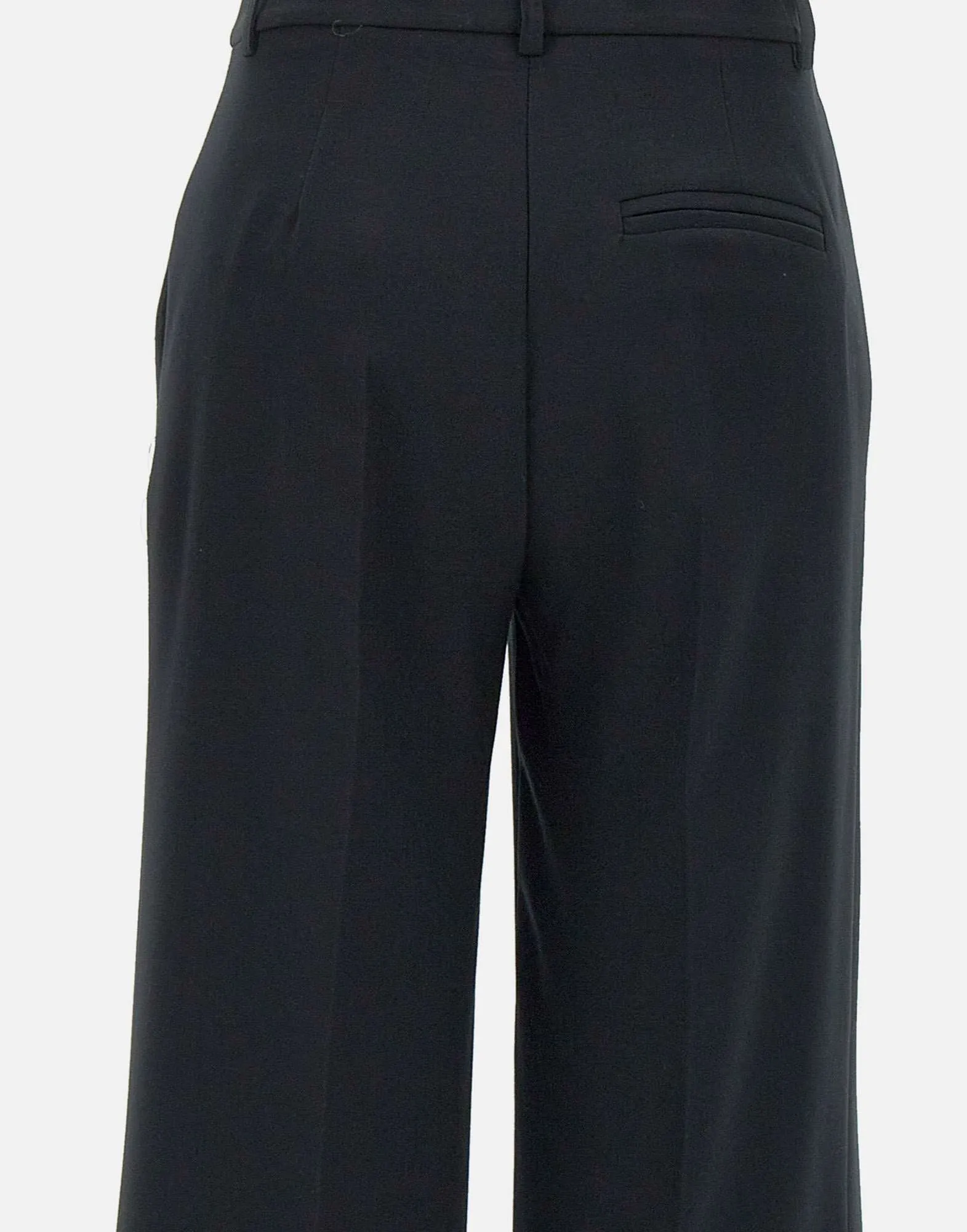 Black Stretch Viscose Crepe Trousers