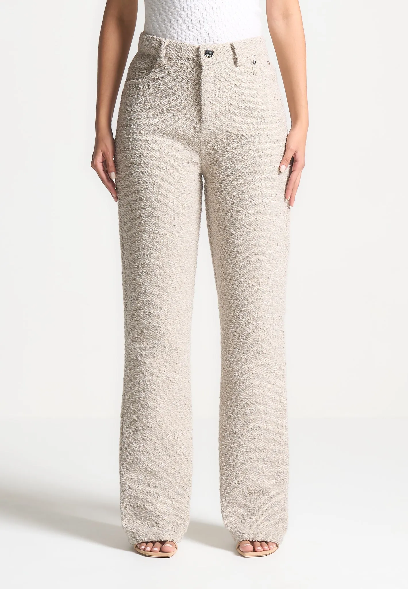 Boucle Boyfriend Trousers - Beige