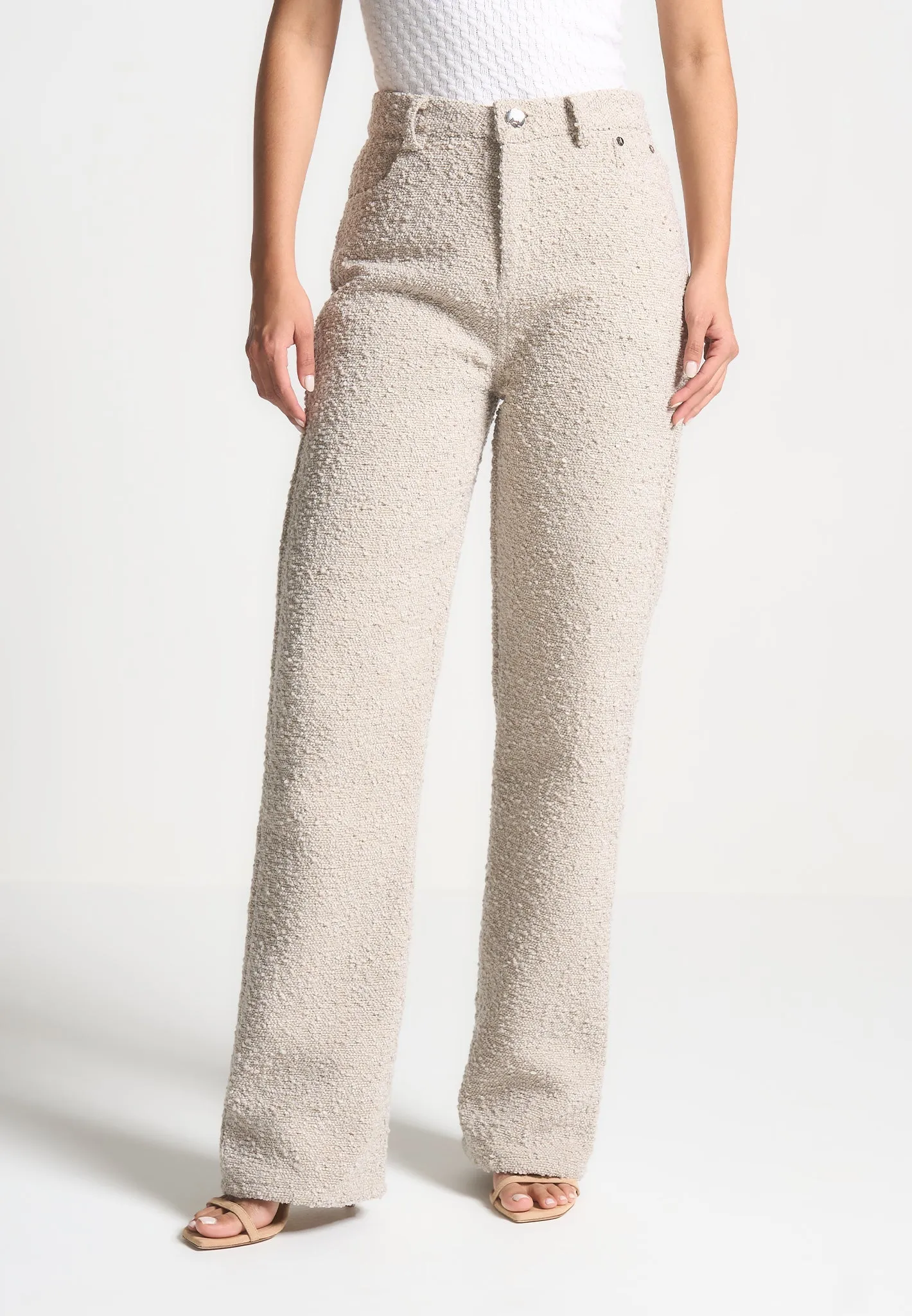 Boucle Boyfriend Trousers - Beige