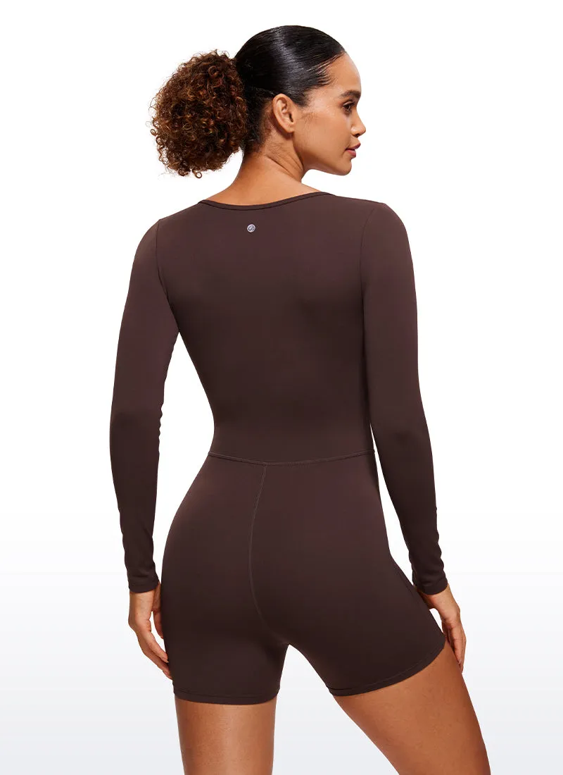 Butterluxe Long Sleeve Scoop Neck Athletic Rompers 4''