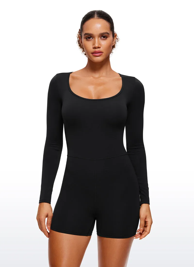 Butterluxe Long Sleeve Scoop Neck Athletic Rompers 4''