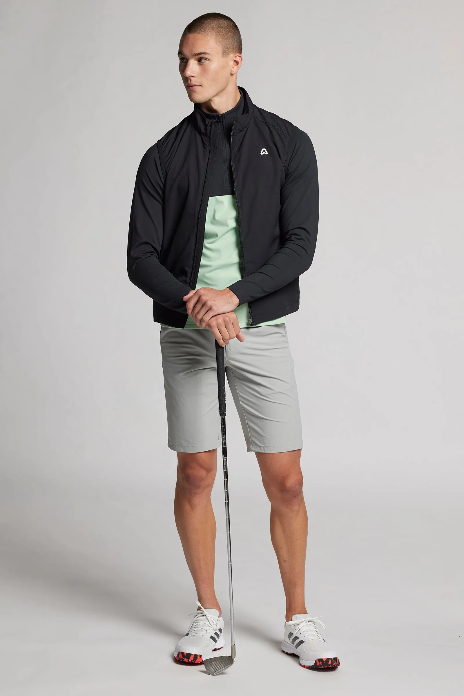 Colour Block 1/4 Zip Top - Putter Black / Putting Green