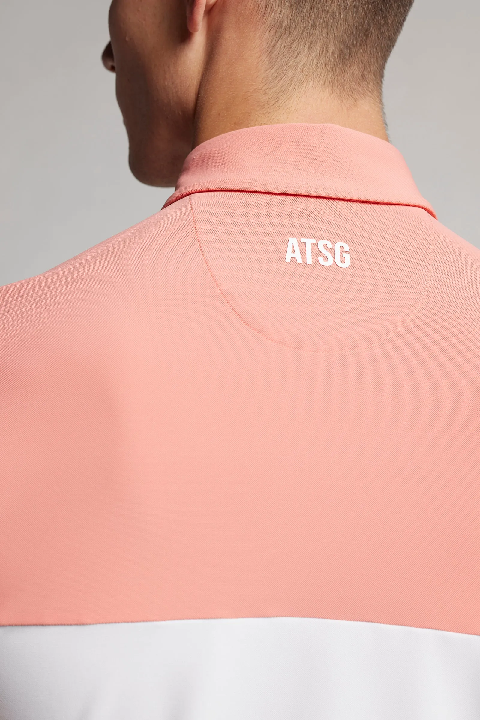 Colour Block Polo - Coral / Chalk White