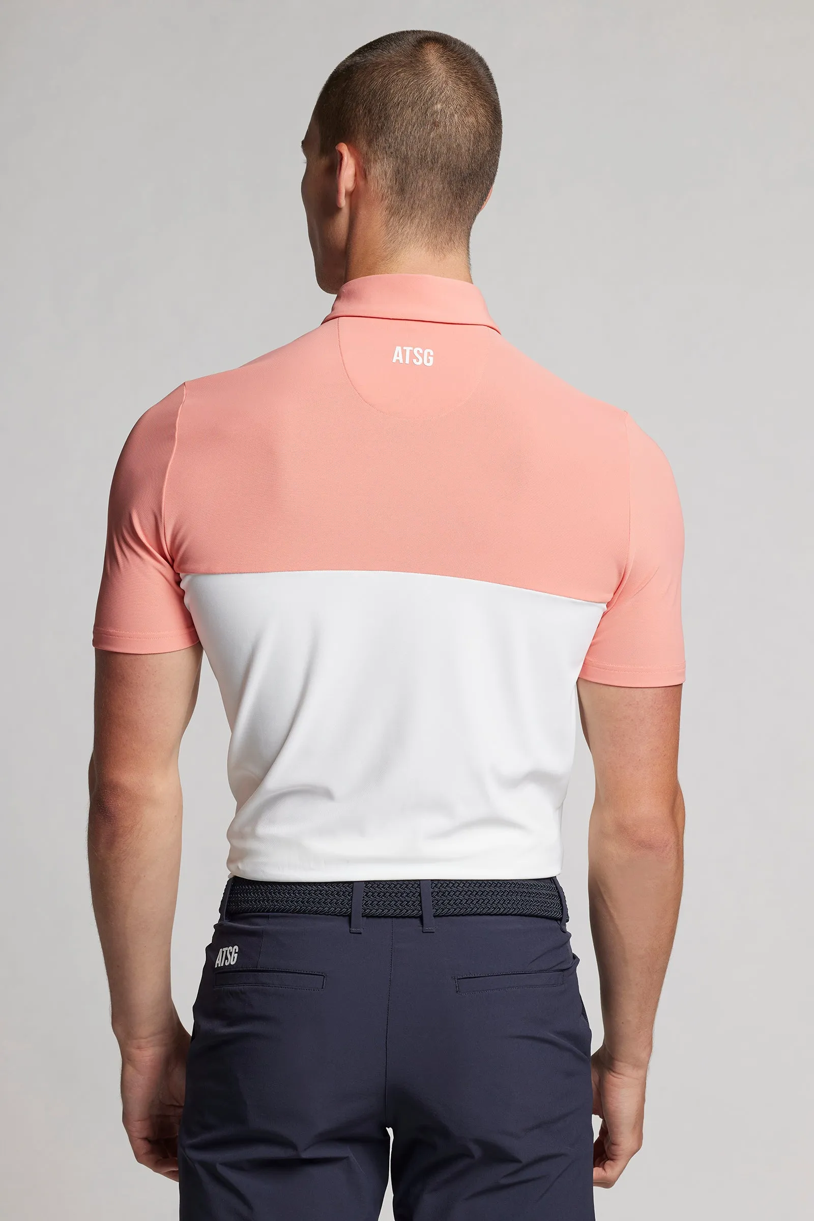 Colour Block Polo - Coral / Chalk White