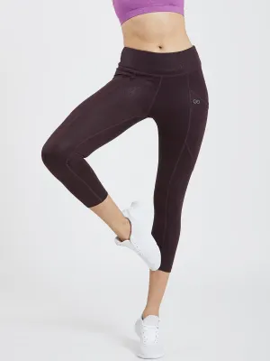 Creeluxe Fierce Burgundy Foil Printed Pocket Capri Leggings