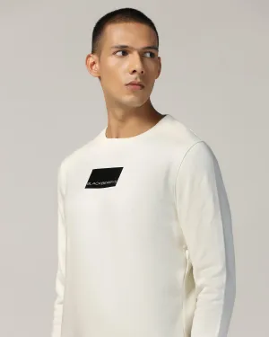 Crew Neck Off White Solid Sweatshirt - Uno