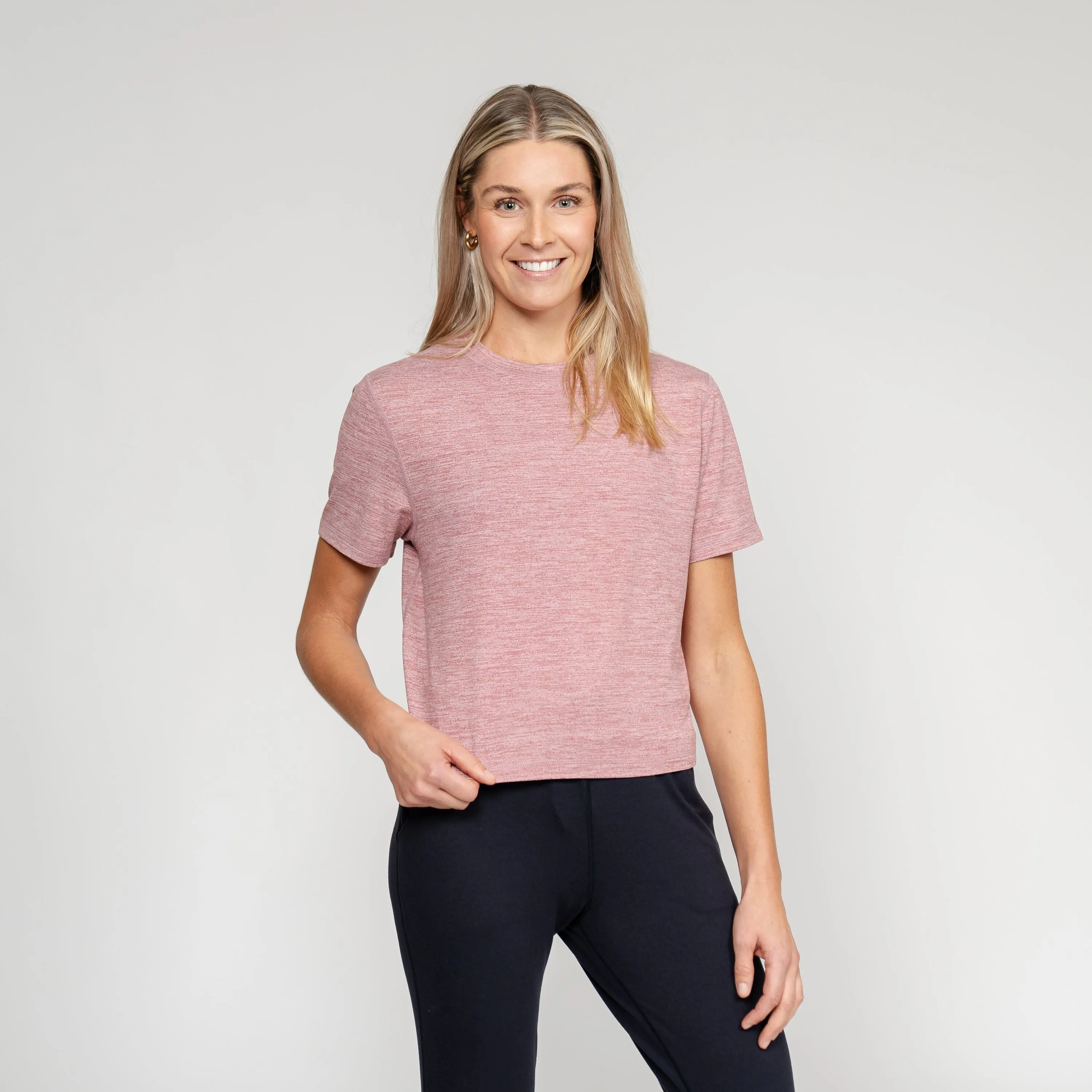 Drift Performance Crop Tee | Heather - Red Card Red/White