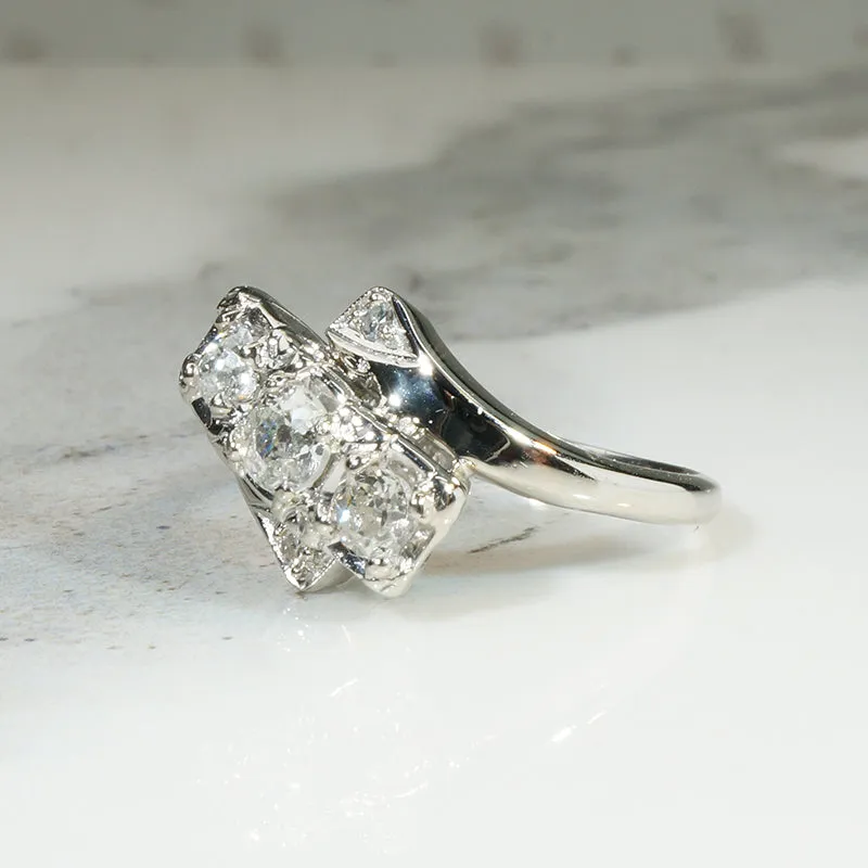 Dynamic Retro Diamond & White Gold Ring