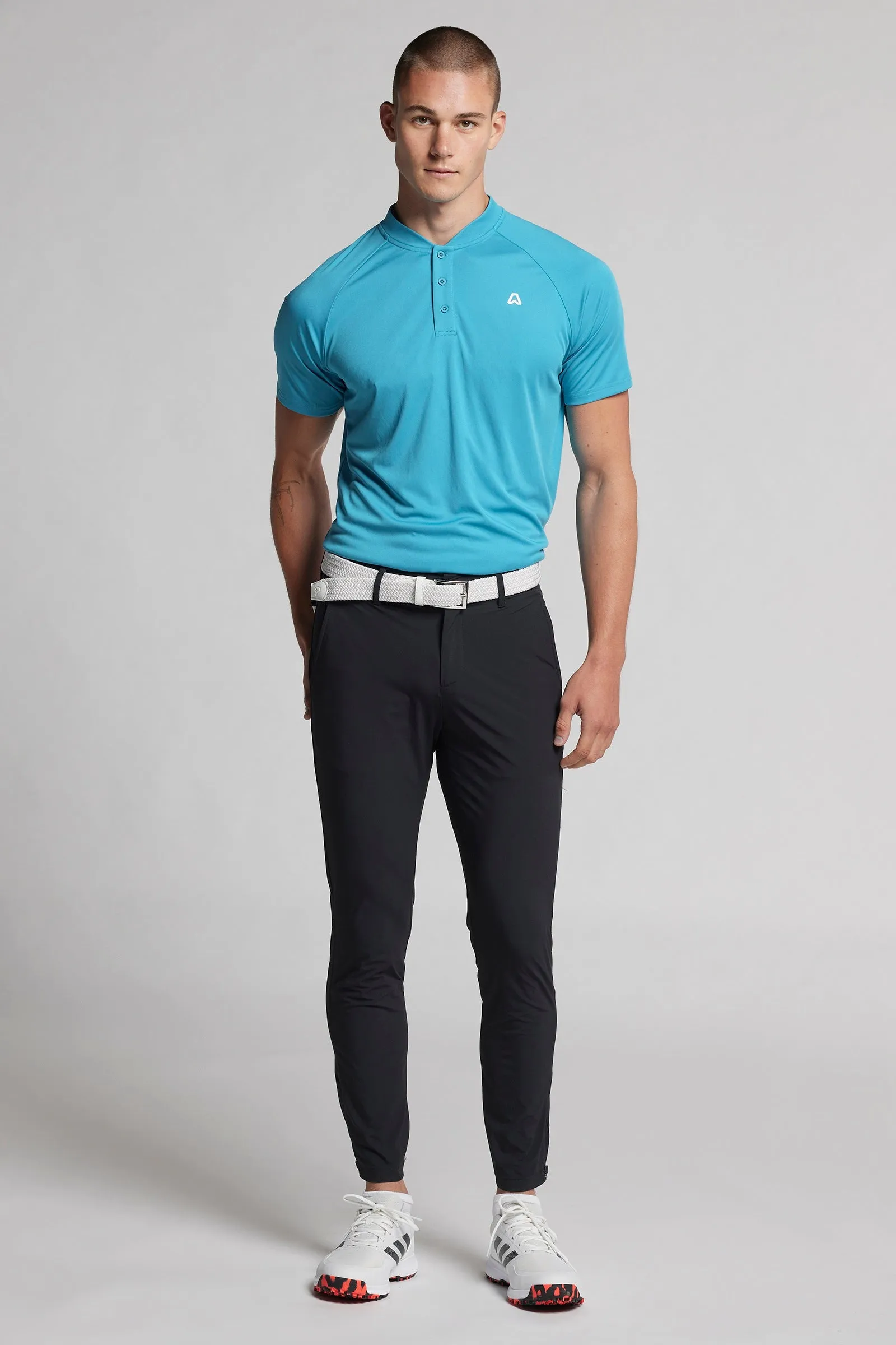 Essentials Regular Fit Grandad Polo - Ocean Blue