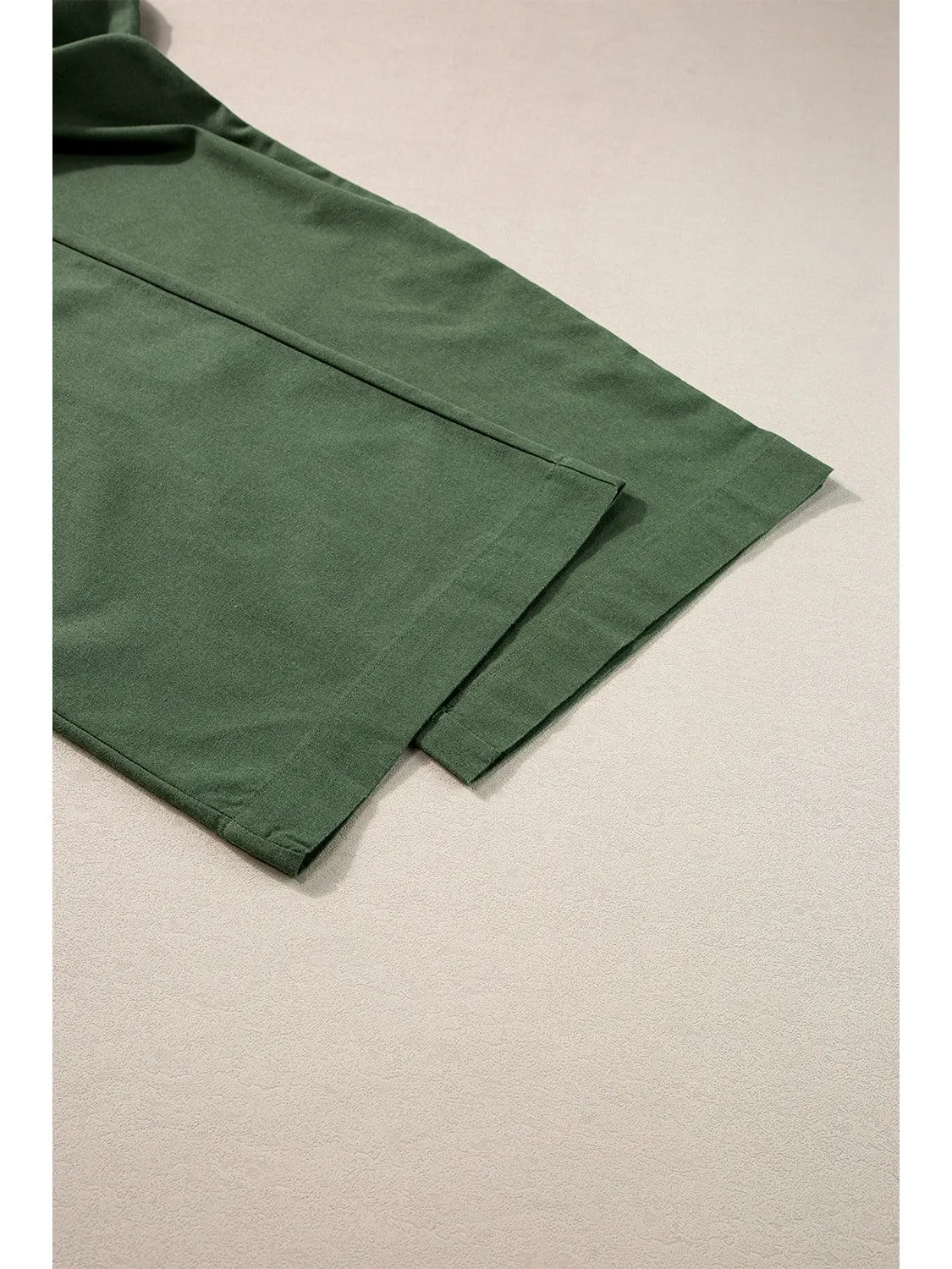 Fern Green Elastic Waist Plain Wide Leg Pants