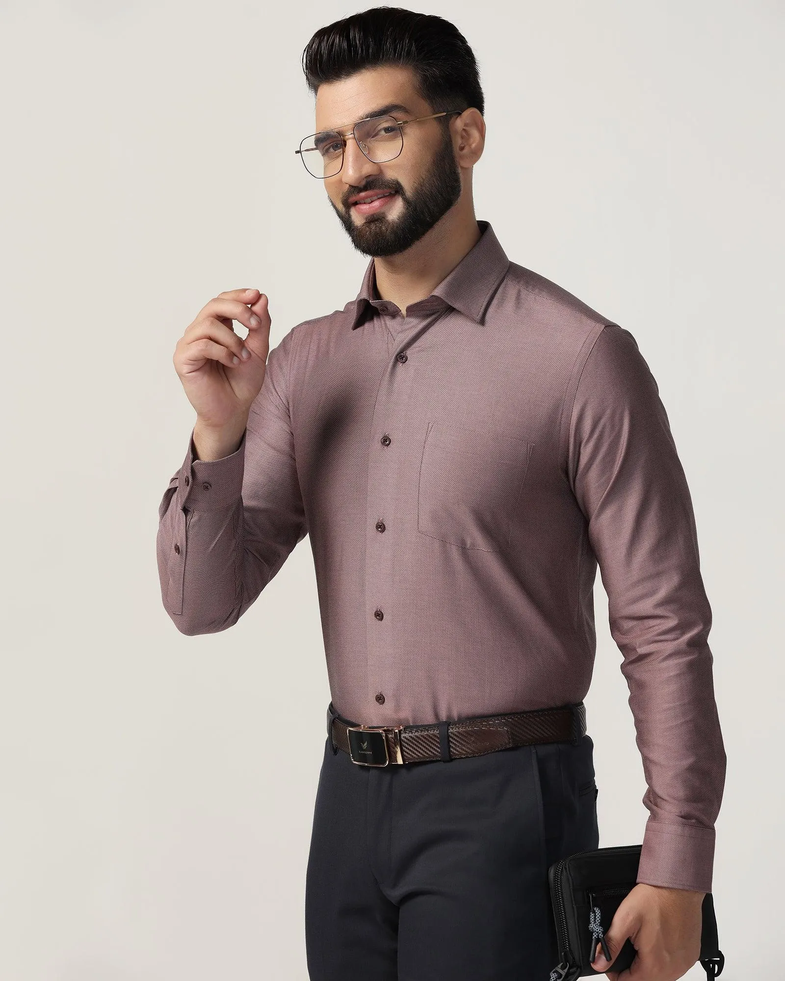 Formal Dusty Pink Textured Shirt - Adam