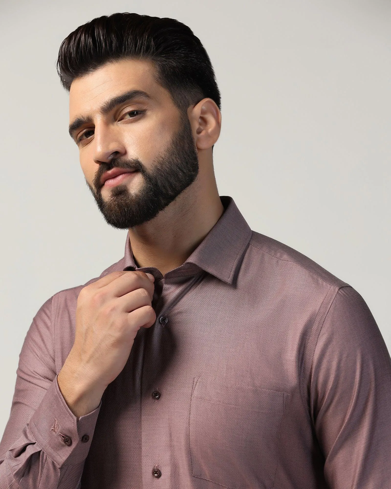 Formal Dusty Pink Textured Shirt - Adam