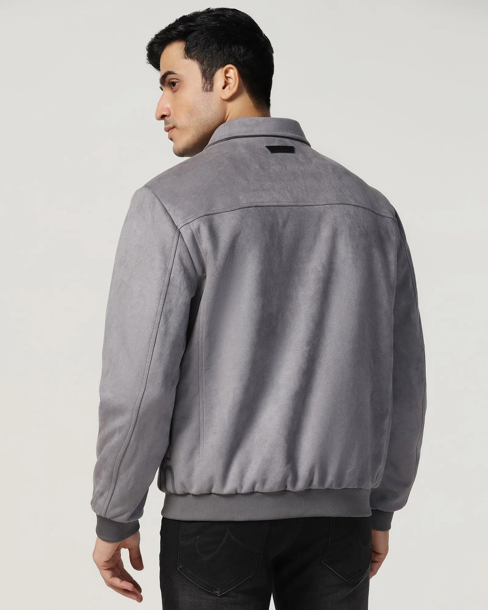 Formal Grey Solid Zipper Jacket - Ducrot