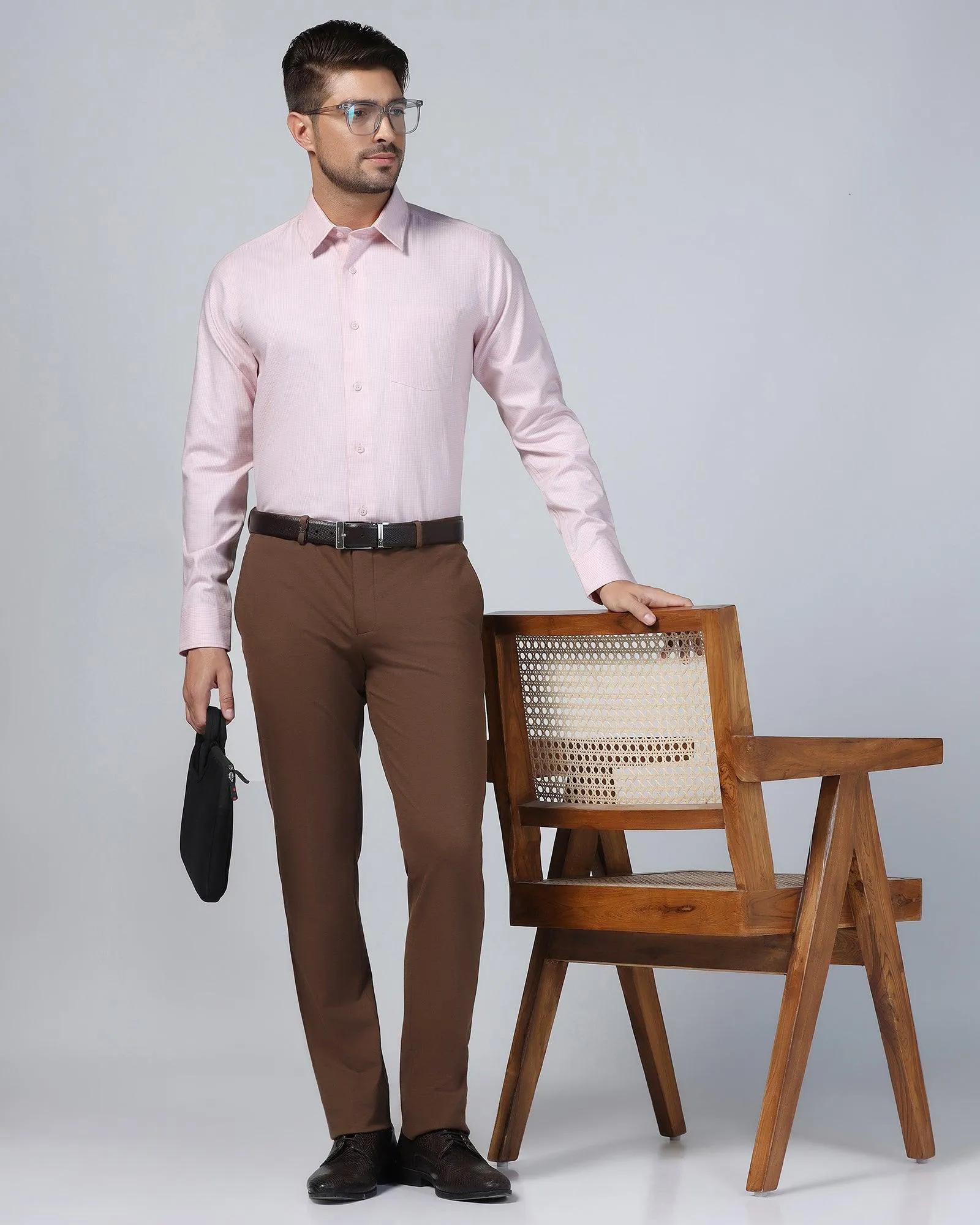 Formal Peach Check Shirt - Zoi