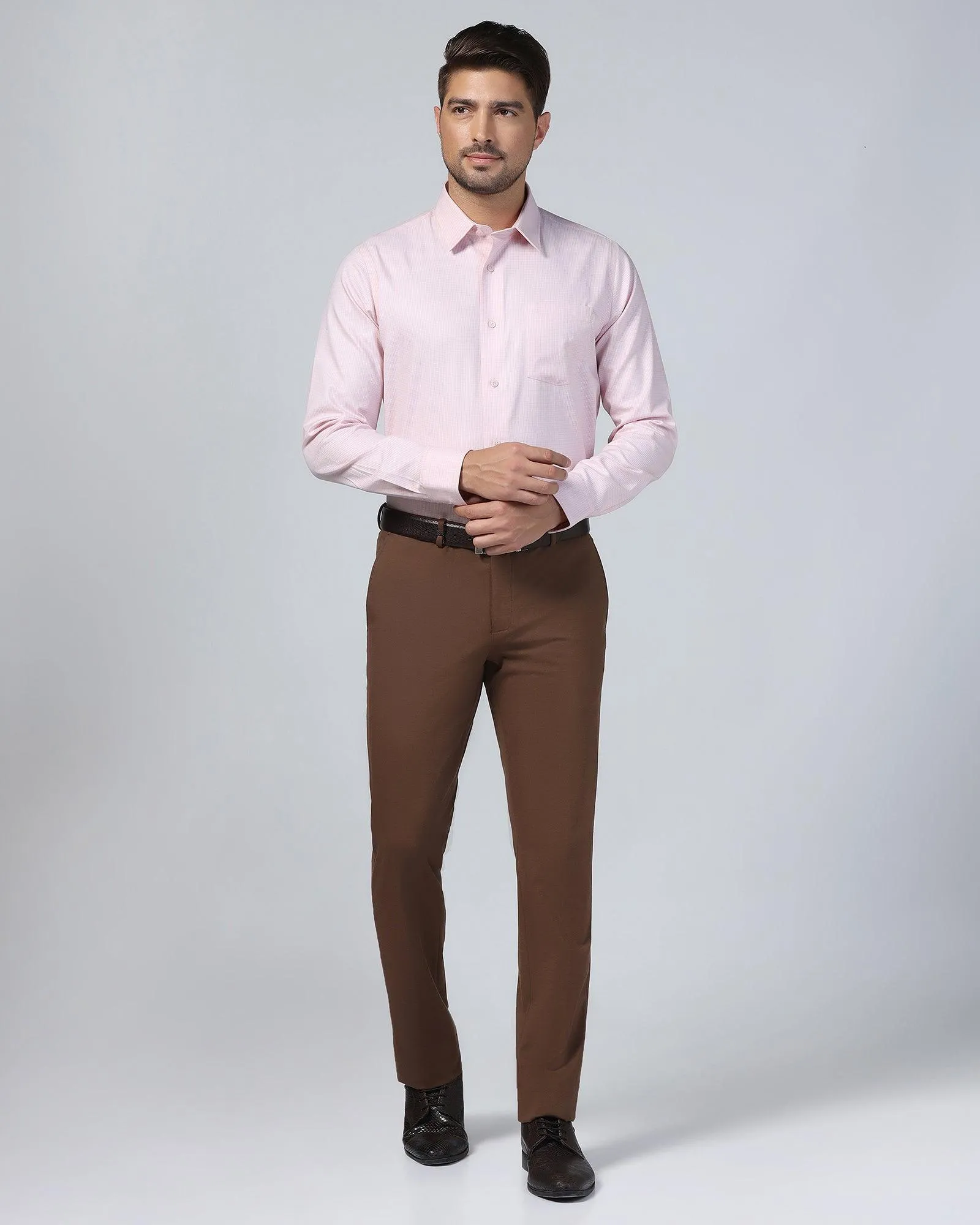 Formal Peach Check Shirt - Zoi