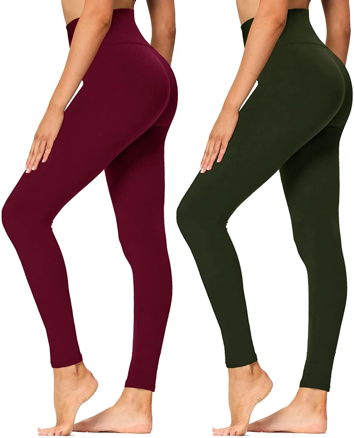 High Waisted Leggings for Women - Soft Athletic Tummy Control Pants for Running Cycling Yoga Workout - Reg & Plus Size