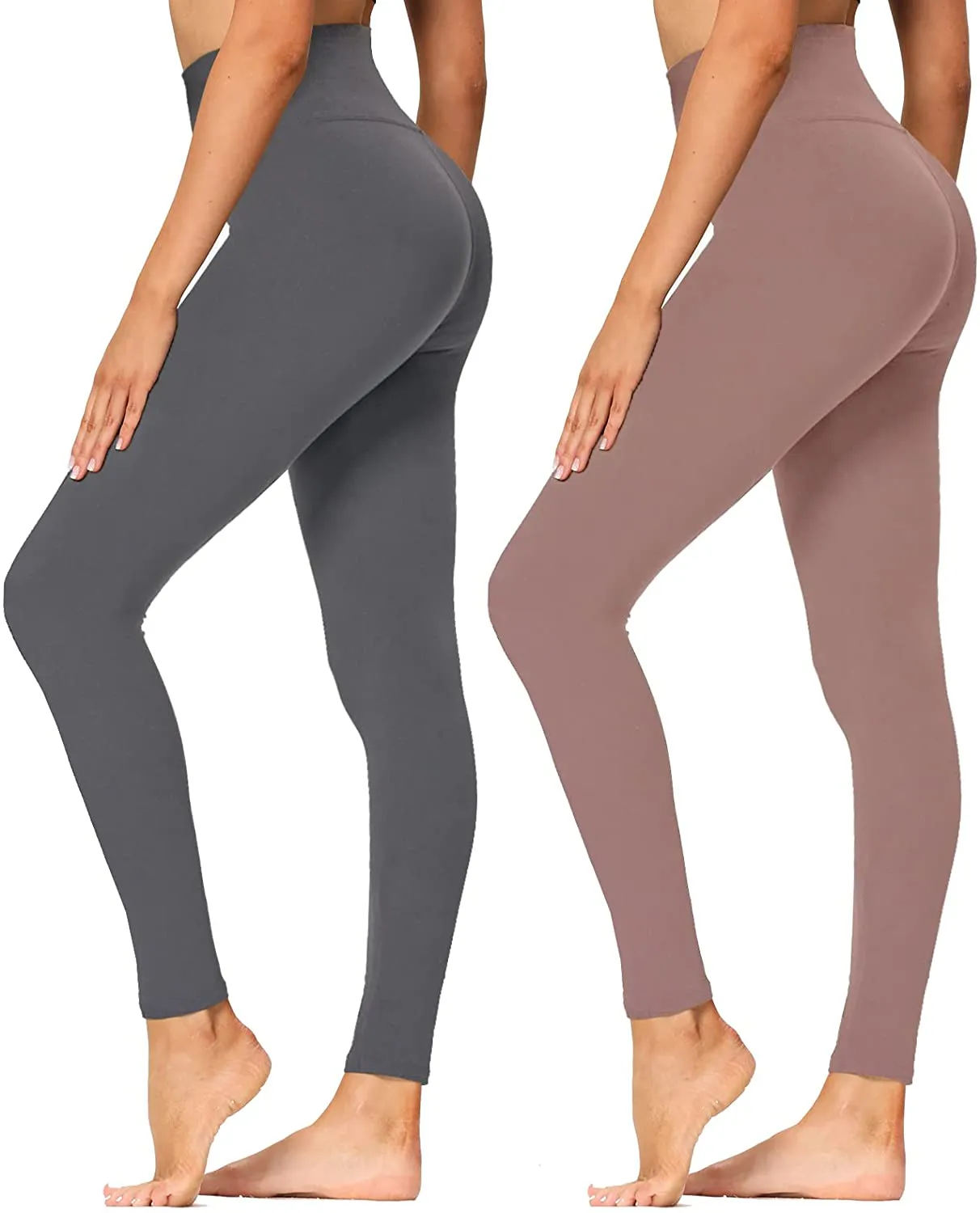 High Waisted Leggings for Women - Soft Athletic Tummy Control Pants for Running Cycling Yoga Workout - Reg & Plus Size