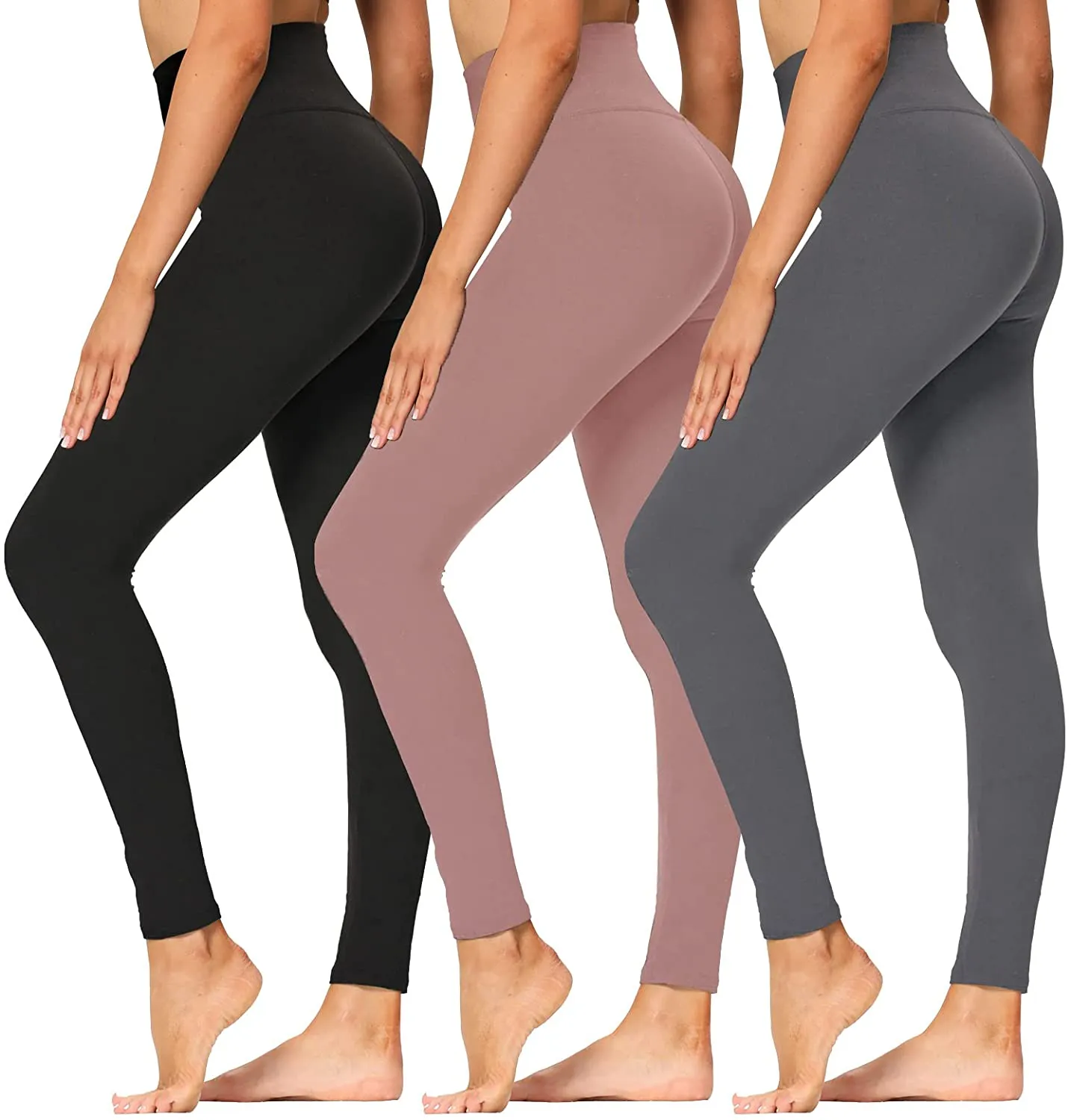 High Waisted Leggings for Women - Soft Athletic Tummy Control Pants for Running Cycling Yoga Workout - Reg & Plus Size