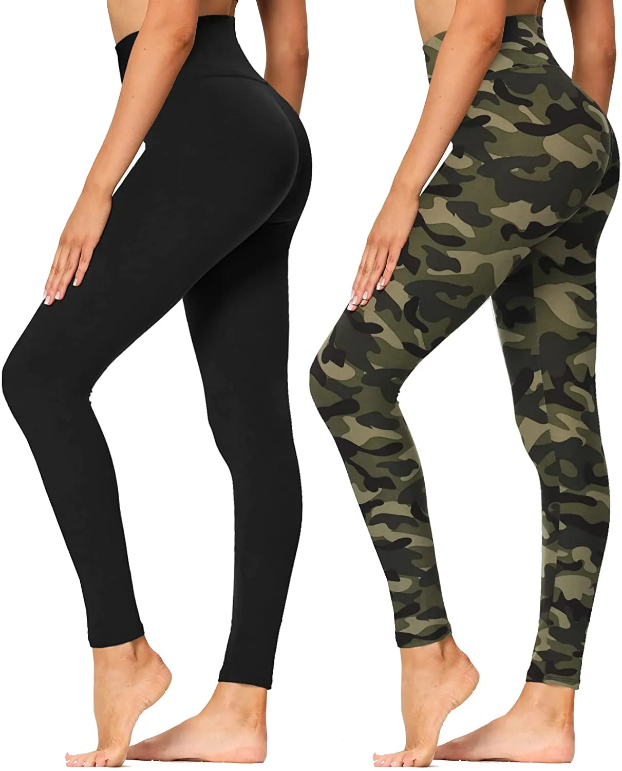 High Waisted Leggings for Women - Soft Athletic Tummy Control Pants for Running Cycling Yoga Workout - Reg & Plus Size